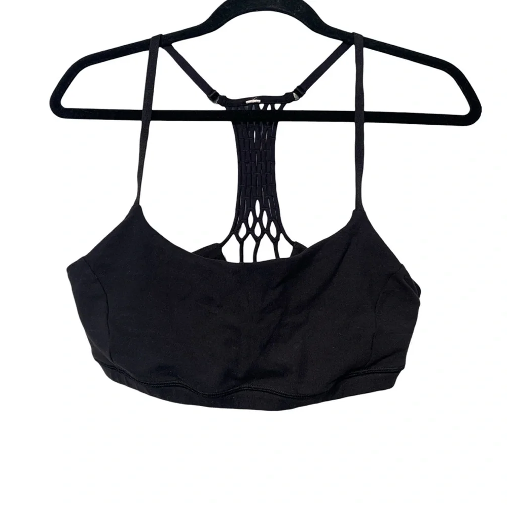 Lululemon True Self Bra II Black Strappy Back Yoga Sports Bra Size 10